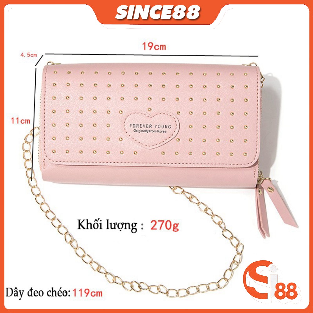 Ví nữ dài cầm tay có dây đeo chéo làm túi xách 2 in 1 - clutch nữ cầm tay dự tiệc sang chảnh VD11