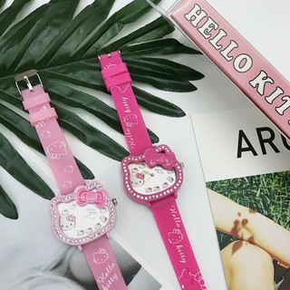 Hello Kitty Hoạt Hình Trẻ Em Học Sinh KT Cat Belt Đồng Hồ Thạch Anh Trẻ Em Bé Gái...