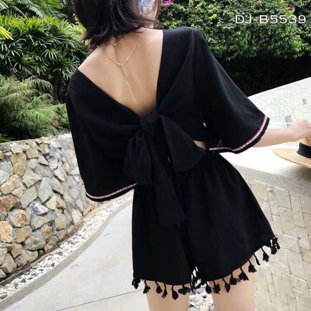Jum short cột nơ lưng và ảnh thật