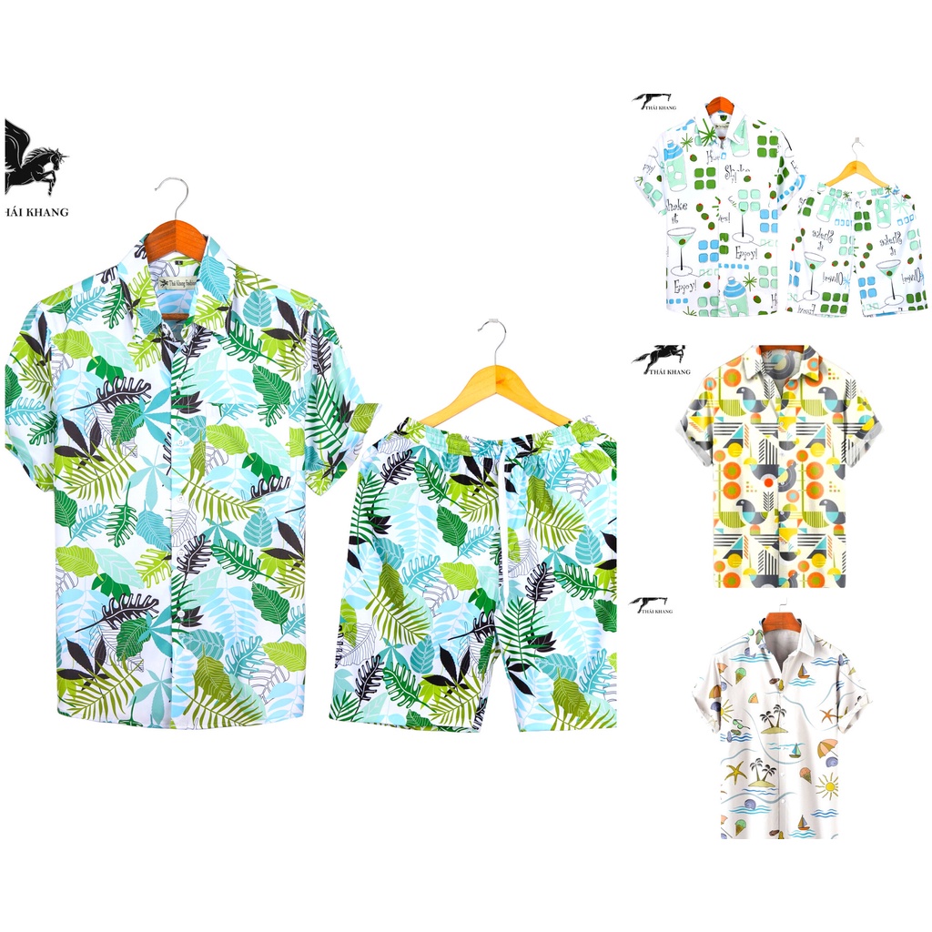 Set đồ đi biển họa tiết THÁI KHANG vải lụa mềm không nhăn co dãn BD3D11