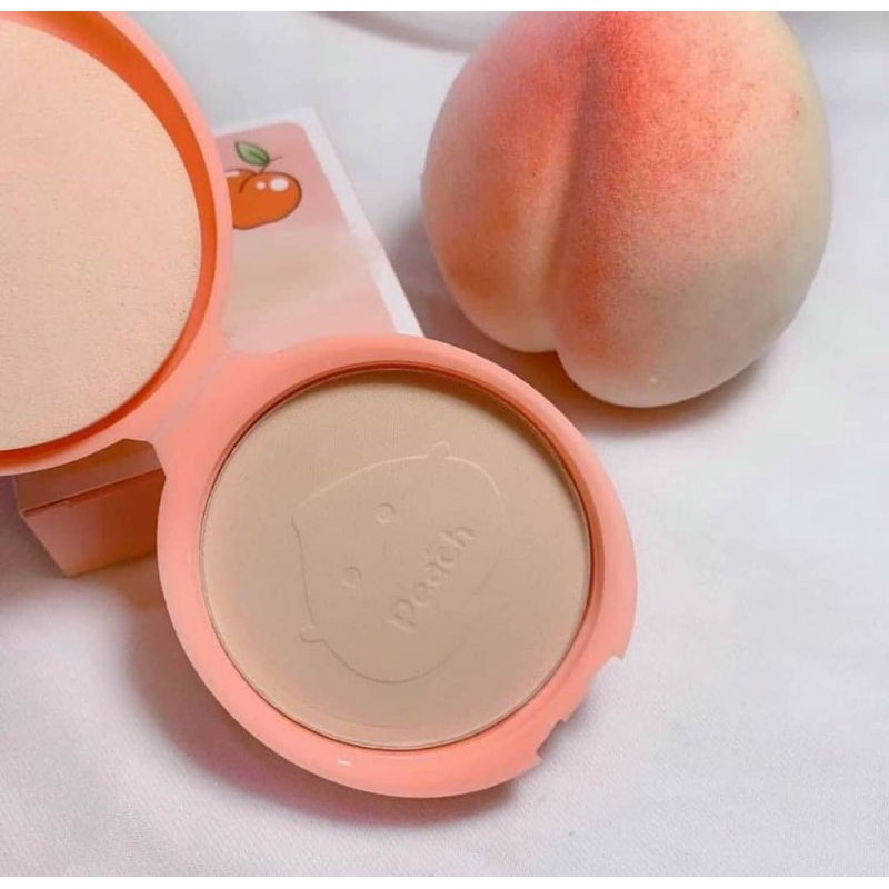 Phấn Phủ Nén Trái Đào Kiss Beauty Kiềm Dầu Bắt Sáng Kèm Bông Phấn