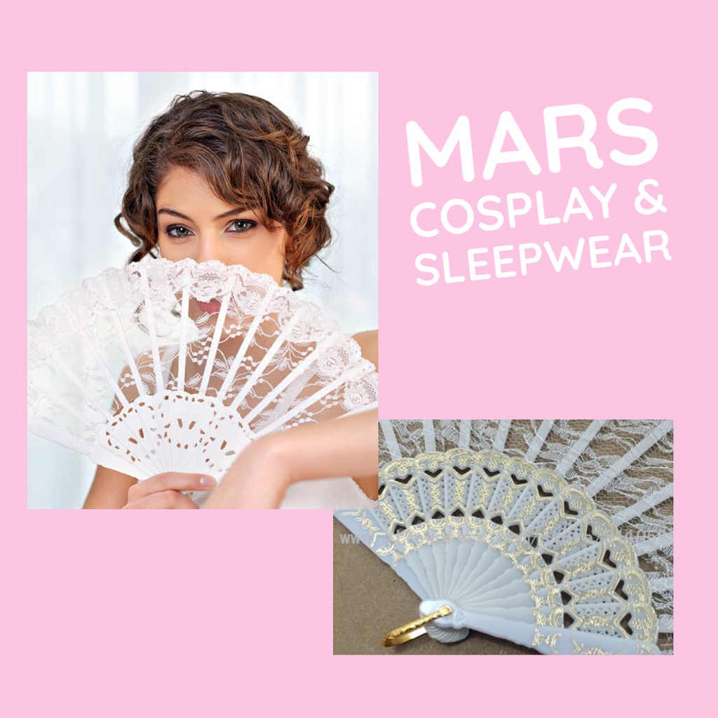 Quạt ren hoa đen, trắng cosplay cổ trang, chụp hình, tiệc tùng, phong cách tiểu thư | BigBuy360 - bigbuy360.vn