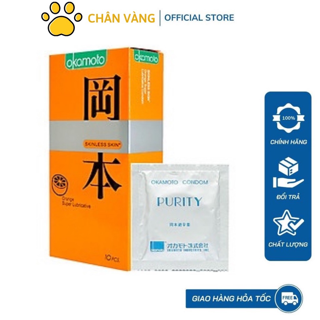 Combo 2 Hộp Bao Cao Su Okamoto Skinless Skin Orange Lubricated Hương Cam Hộp 10 Cái