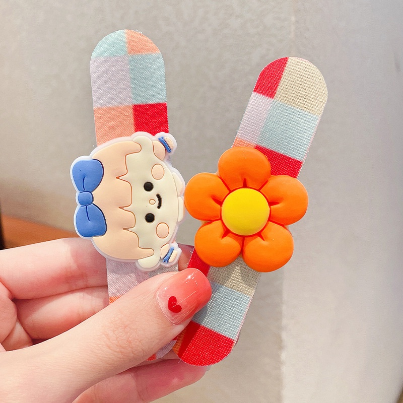 Bộ Kẹp Tóc Kiểu Dán Họa Tiết Hoạt Hình Phong Cách Hàn Quốc Dễ Thương Cho Bé Gái