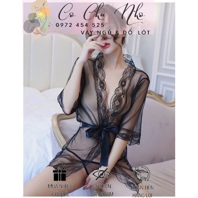 [cochunhoquan11] vải loại 1 LL 875 - Áo Choàng Xuyên Thấu Sexy, Đồ Ngủ Gợi Cảm Tặng Chip Lọt Khe