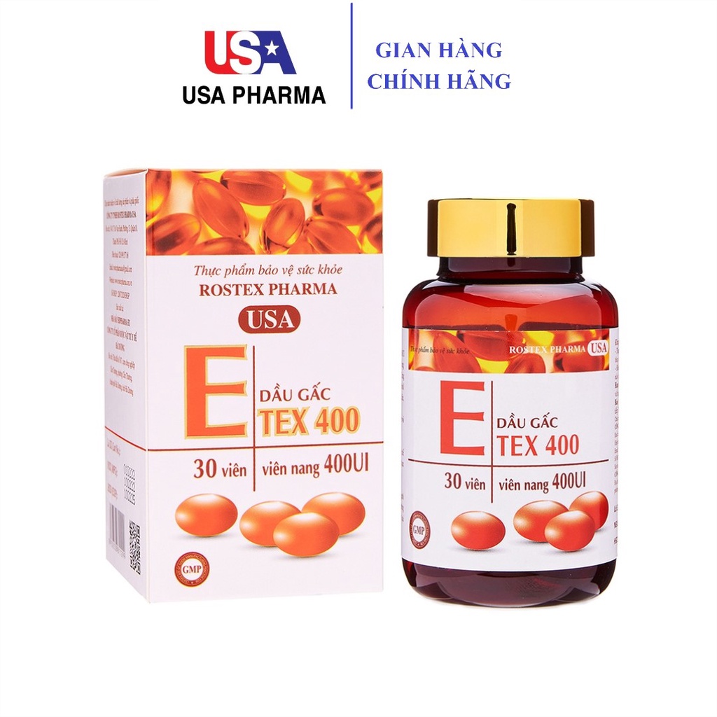 Viên uống đẹp vitamin e đỏ 400 iu, dầu gấc, nha đam HDPHARMA giảm nám sạm da - 30 viên [E Tex 400 Chai]