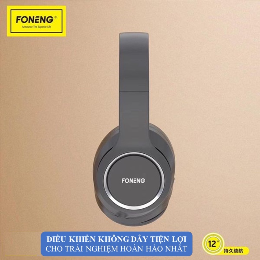 Headphone Tai Nghe Chụp Tai bluetooth Foneng BL 50 kết nối không dây có mic nghe nhạc liên tục 12h hàng chính hãng