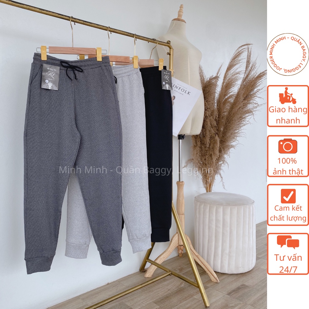 Quần Jogger Nữ Len Tăm Bo Gấu Lưng Thun QA13, Quần Dài Nữ Thể Thao Cạp Chun Siêu Hot Thu Đông Tiện Lợi