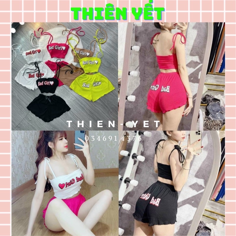 Sét áo dây quần đùi có mút ngực BA D GIRL