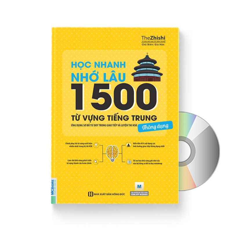 Sách - Học Nhanh Nhớ Lâu 1500 Từ Vựng Tiếng Trung Thông Dụng + DVD quà tặng