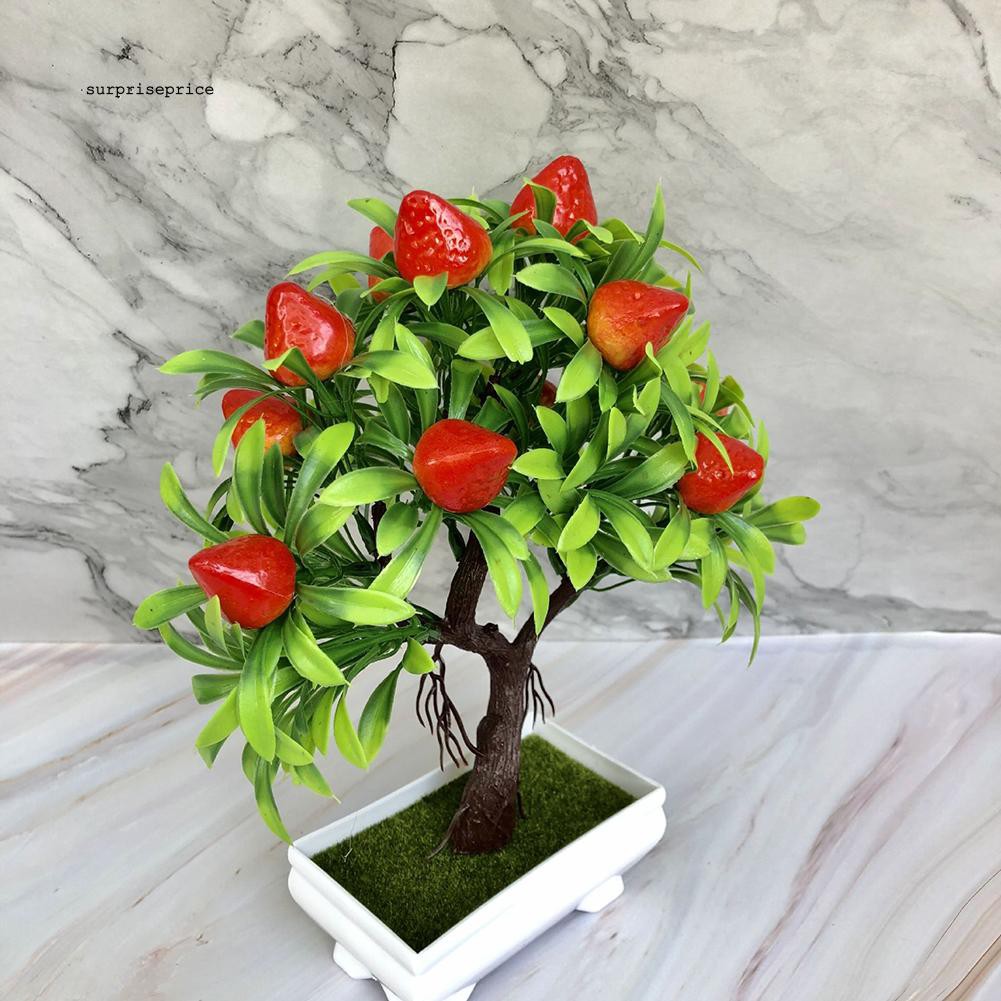 Bộ chậu cây dâu giả trang trí nội thất sân vườn