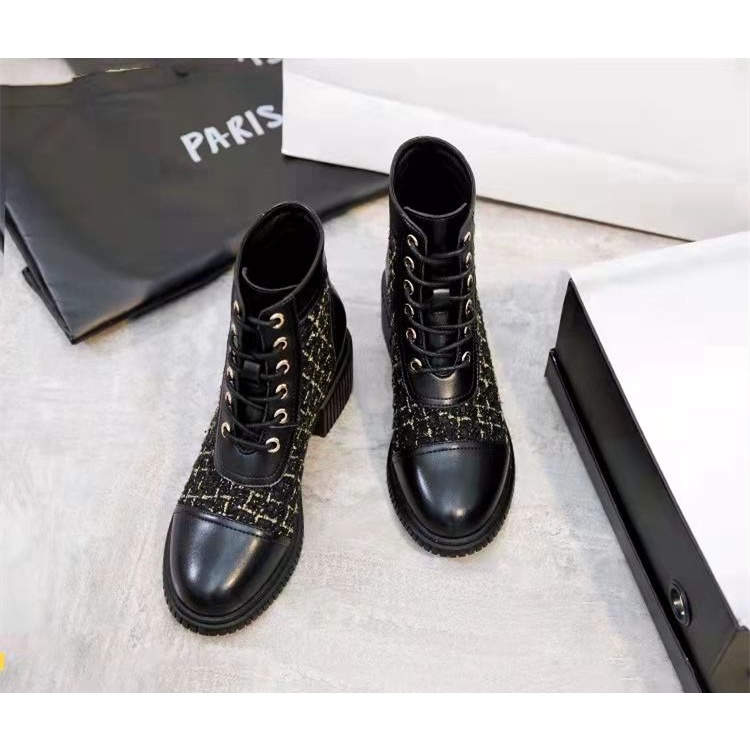 Boot Nữ Phong Cách Anh Quốc Gót Thô đế Cao 5P cổ cao Da Lộn | BigBuy360 - bigbuy360.vn