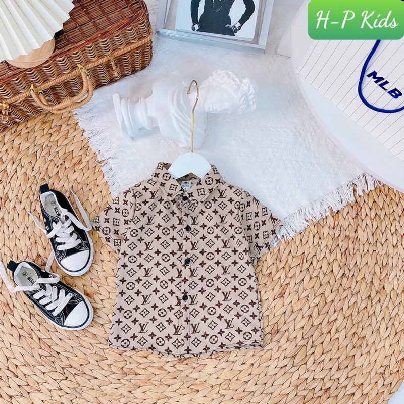 Áo sơ mi lụa cộc tay cho bé 8-25kg