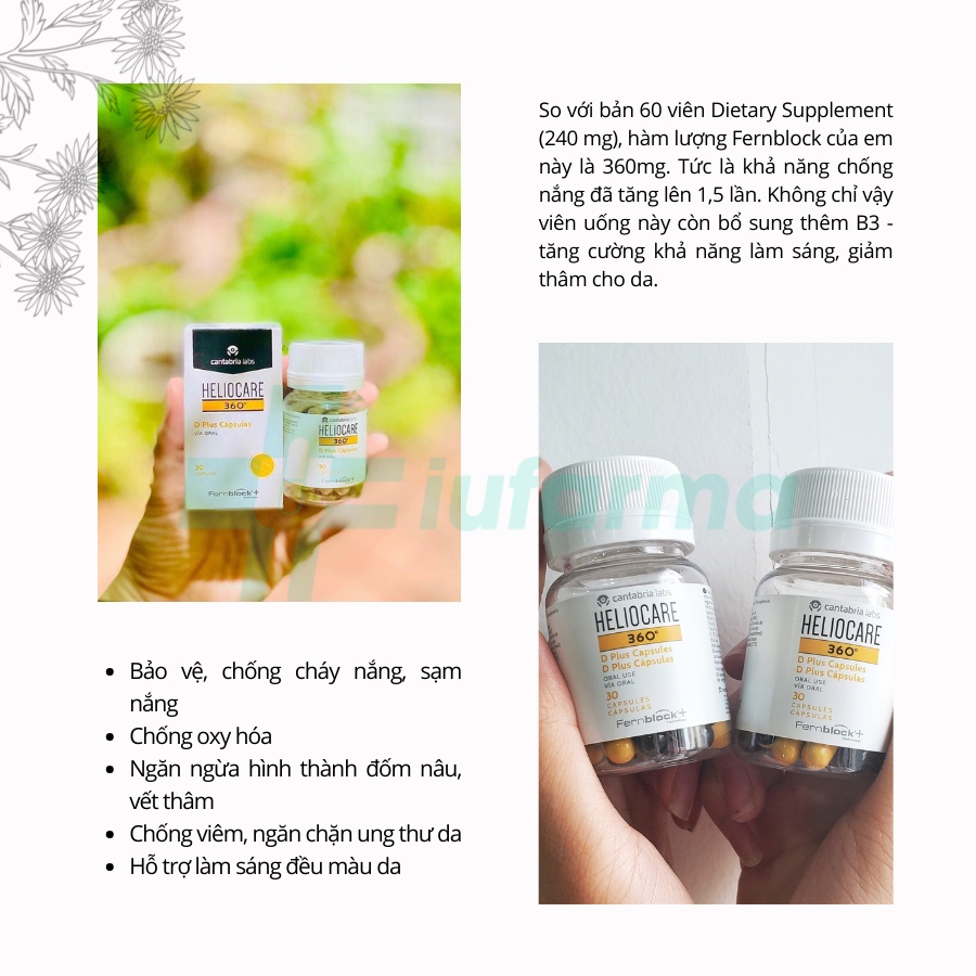 Tổng hợp viên uống chống nắng Heliocare  Tây Ban Nha