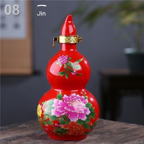 Chai rượu vang, bình, bể chứa rượu, 1 catty, 2 catties, 5 10 bầu gốm sứ Jingdezhen kín, bộ rỗng