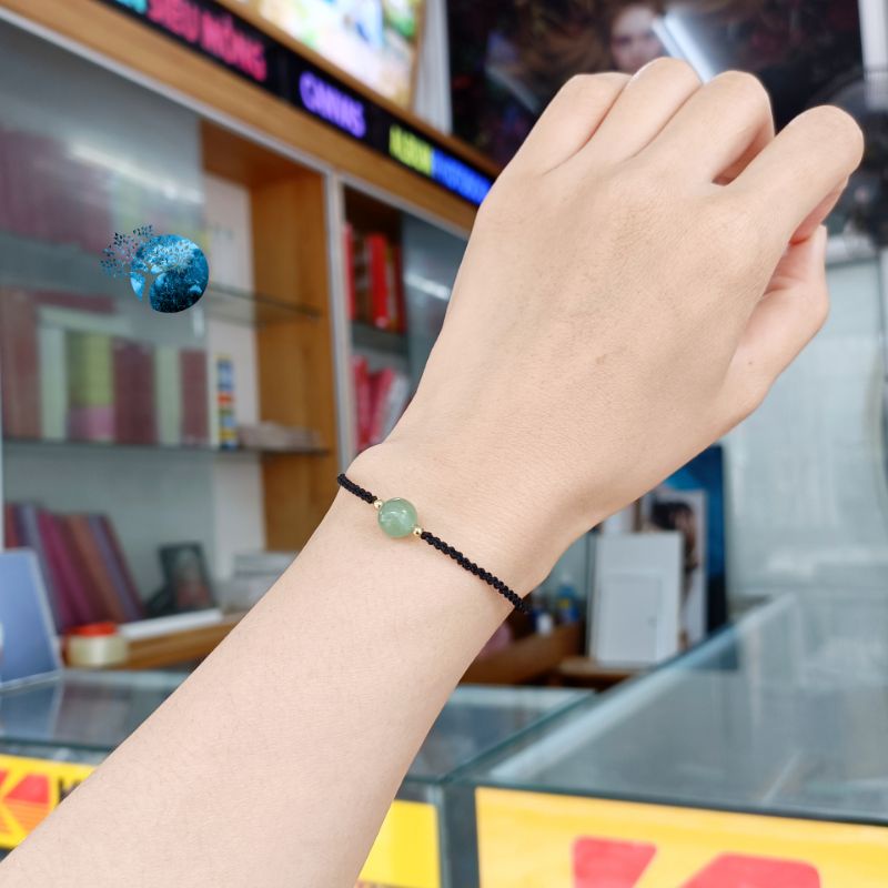Vòng tay tết dây đá aventurine xanh