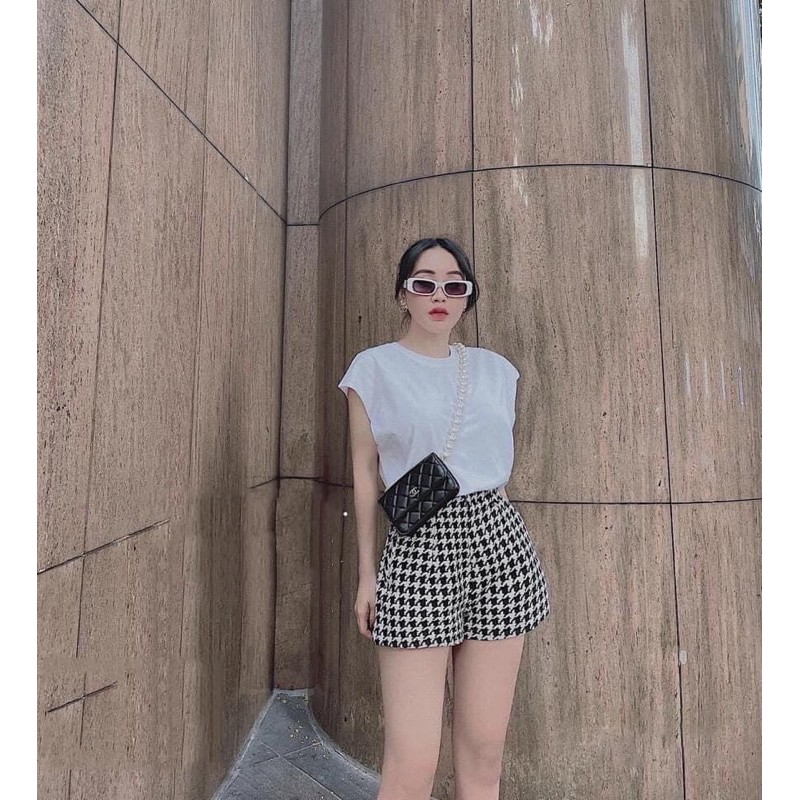 S344 Set Áo Phông Tay Cánh Rơi Phối Quần Short Ziczac