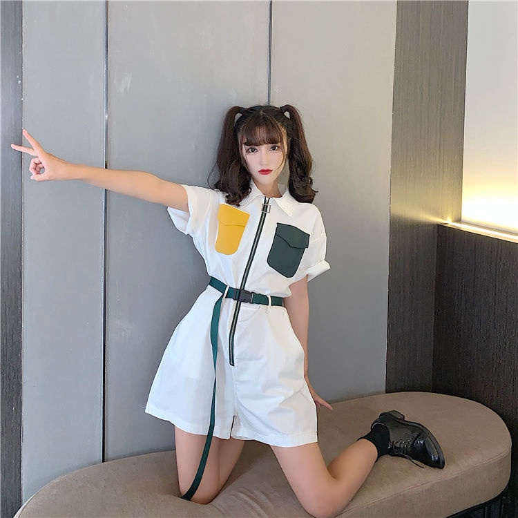 Bộ Áo Liền Quần Ống Rộng Lưng Cao Có Túi Màu Tương Phản Thời Trang Mùa Hè 2022 Phong Cách Mới Cho Nữ | BigBuy360 - bigbuy360.vn