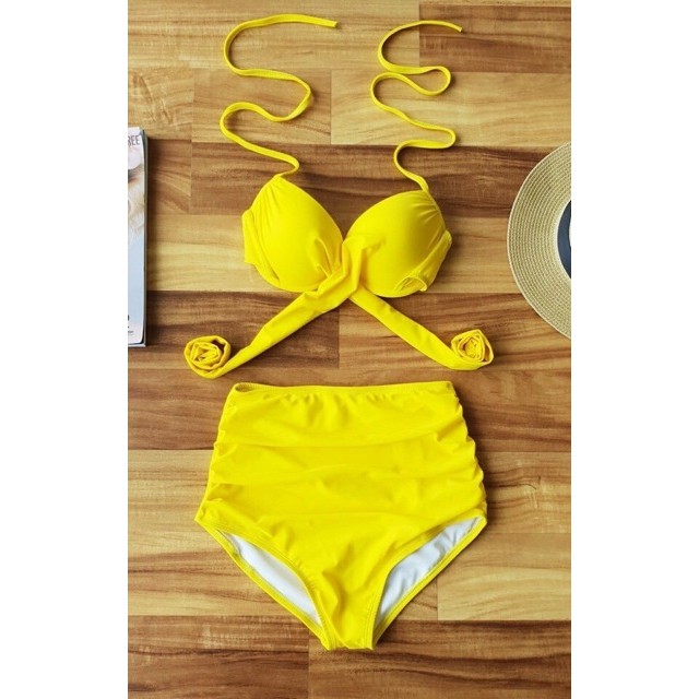 Bikini , Bộ Đồ Bơi Đi Biển Hai Mảnh Gọng Chéo Quần Cạp Cao BELLA MS14