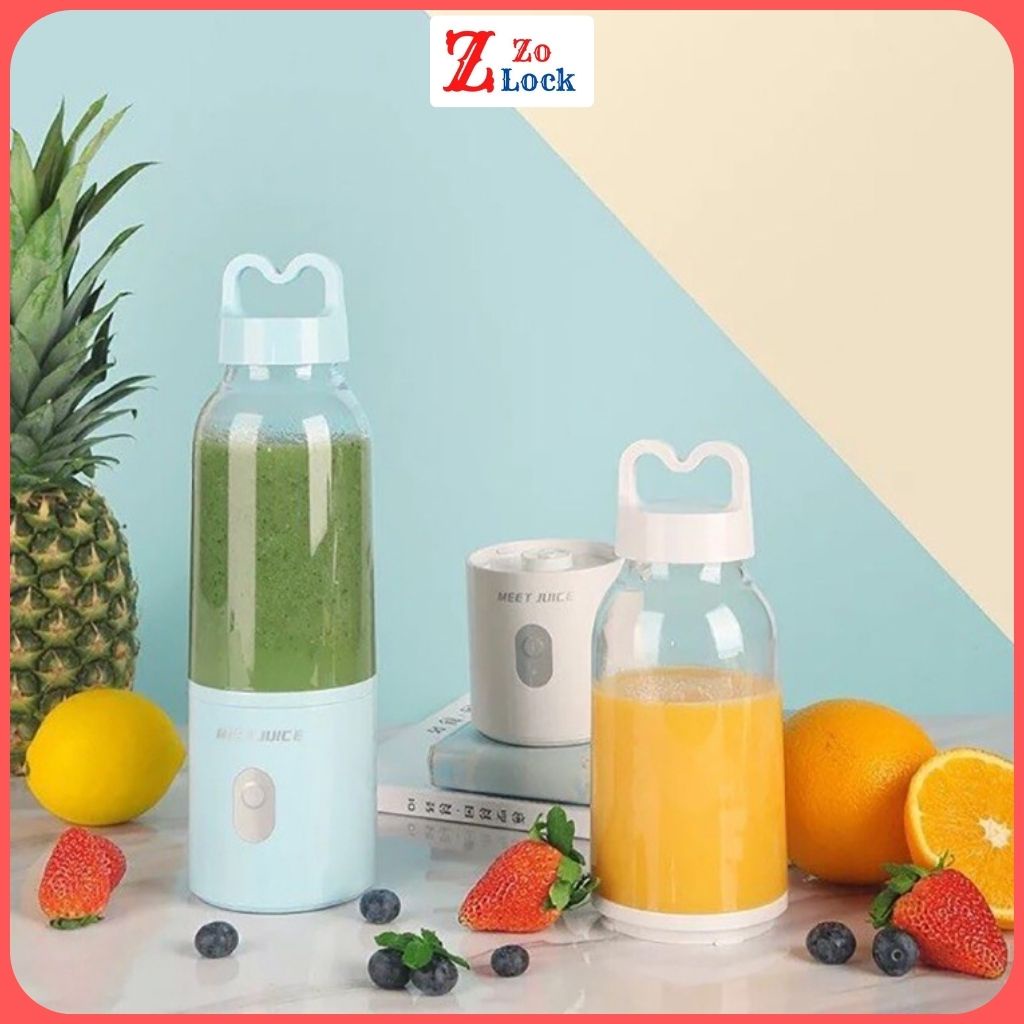 Máy xay sinh tố mini SKG, máy xay sinh tố cầm tay mini 300ml sạc pin công xuất 35W màu hồng xanh