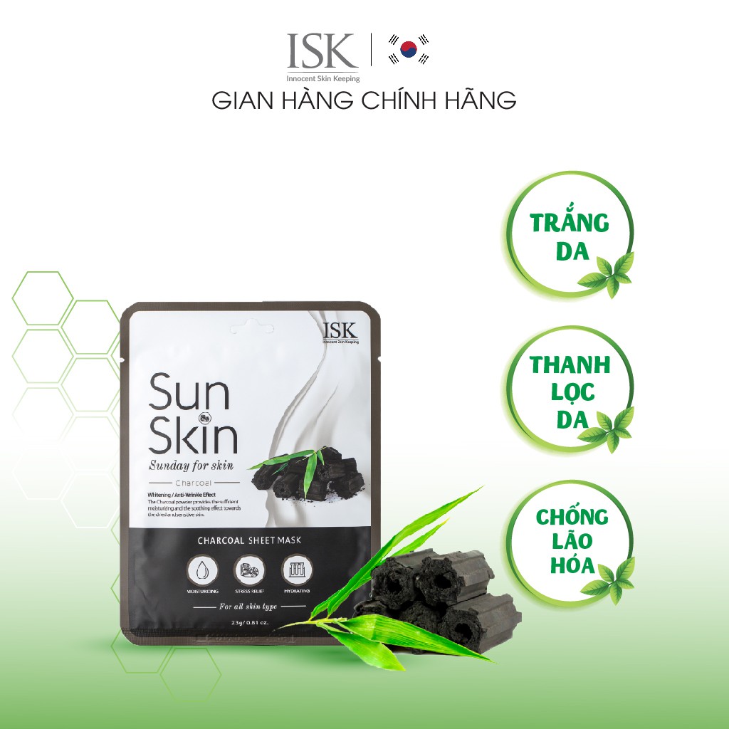 Mặt Nạ Trắng Da ISK Sunskin Charcoal Sheet Mask Thanh Lọc Da, Se Khít Lỗ Chân Lông Hiệu Quả - IMASK0300110