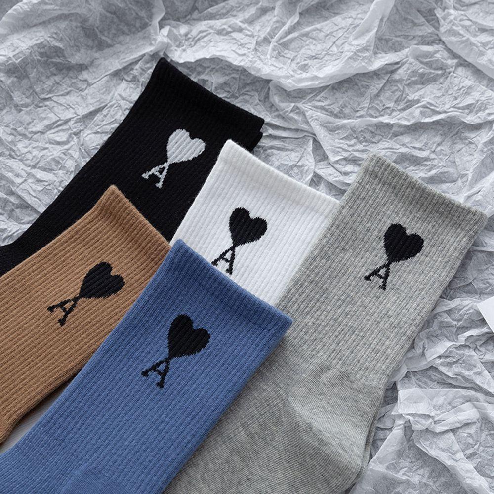 PRESTON Đôi Vớ Cotton Thêu Hình Trái Tim Thấm Hút Mồ Hôi Dành Cho Nữ