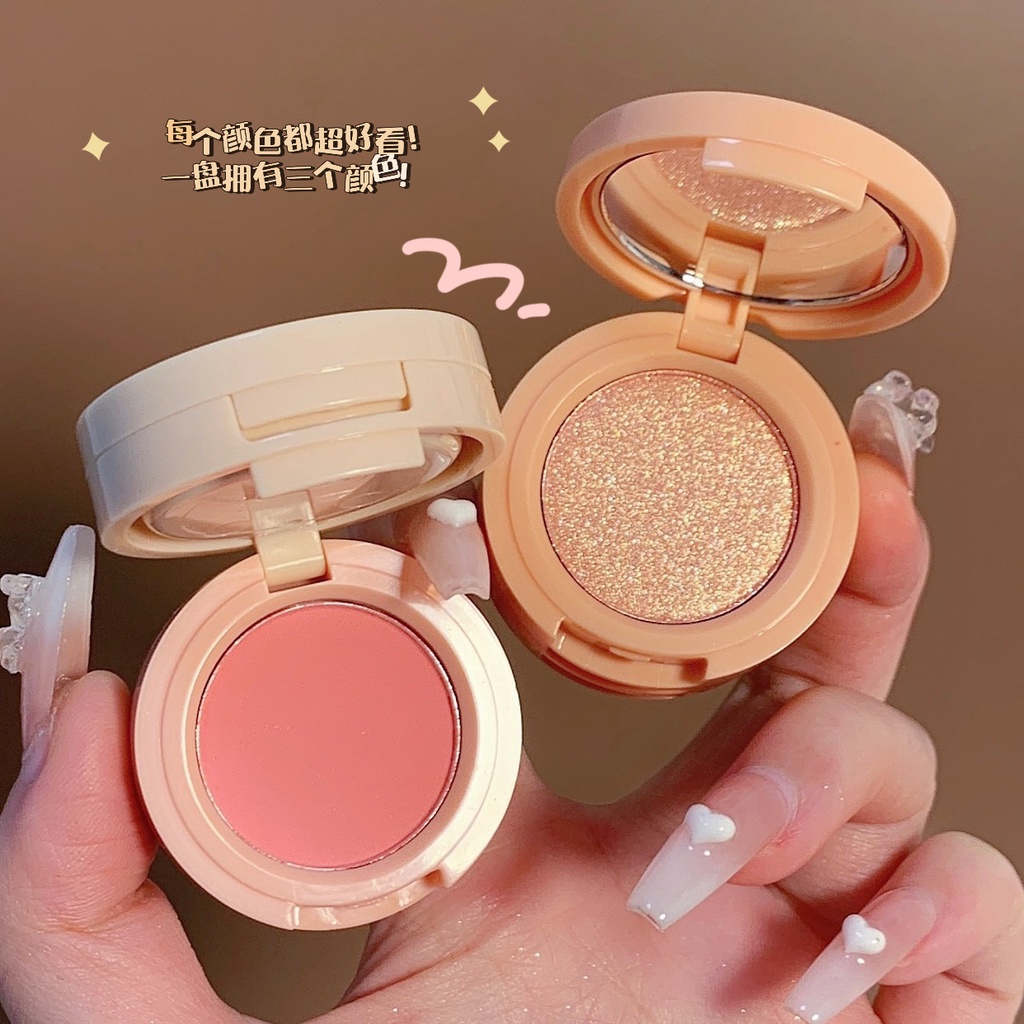 Bảng Phấn Bắt Sáng / Má Hồng 3 Trong 1 Đa Năng Màu Lì / Nhũ Ngọc Trai Dành Cho Nữ