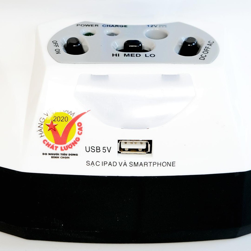 Quạt sạc tích điện để bàn AC&DC 12 inch Honjianda FL301/312 1-2 bình - có đèn LED & USB | BigBuy360 - bigbuy360.vn