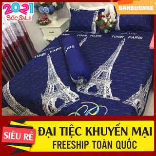 Set 5 món vỏ chăn ga gối kèm vỏ gối ôm poly tháp pary bbr12