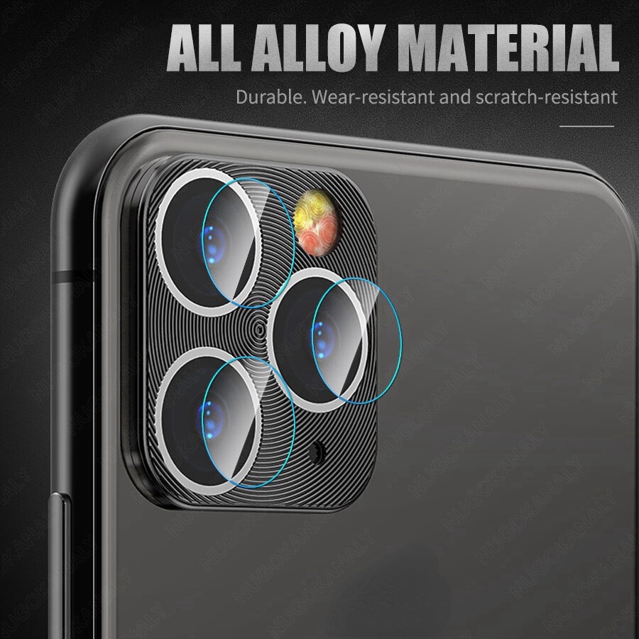 2 in 1 Protector Camera Glass For iPhone 11 Pro Max Metal Ring Protector Case