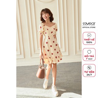 Đầm thiết kế 92wear váy dáng xòe chấm bi dew1147