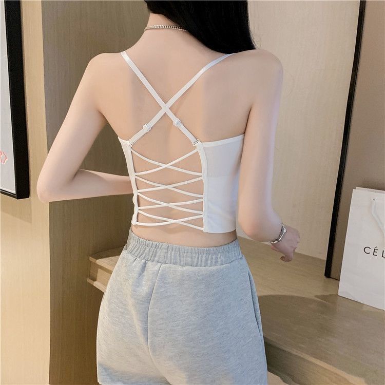 Áo Ống Ngắn Hai Dây Có Mút Đệm Ngực Màu Sắc Đơn Giản Quyến Rũ Dành Cho Nữ