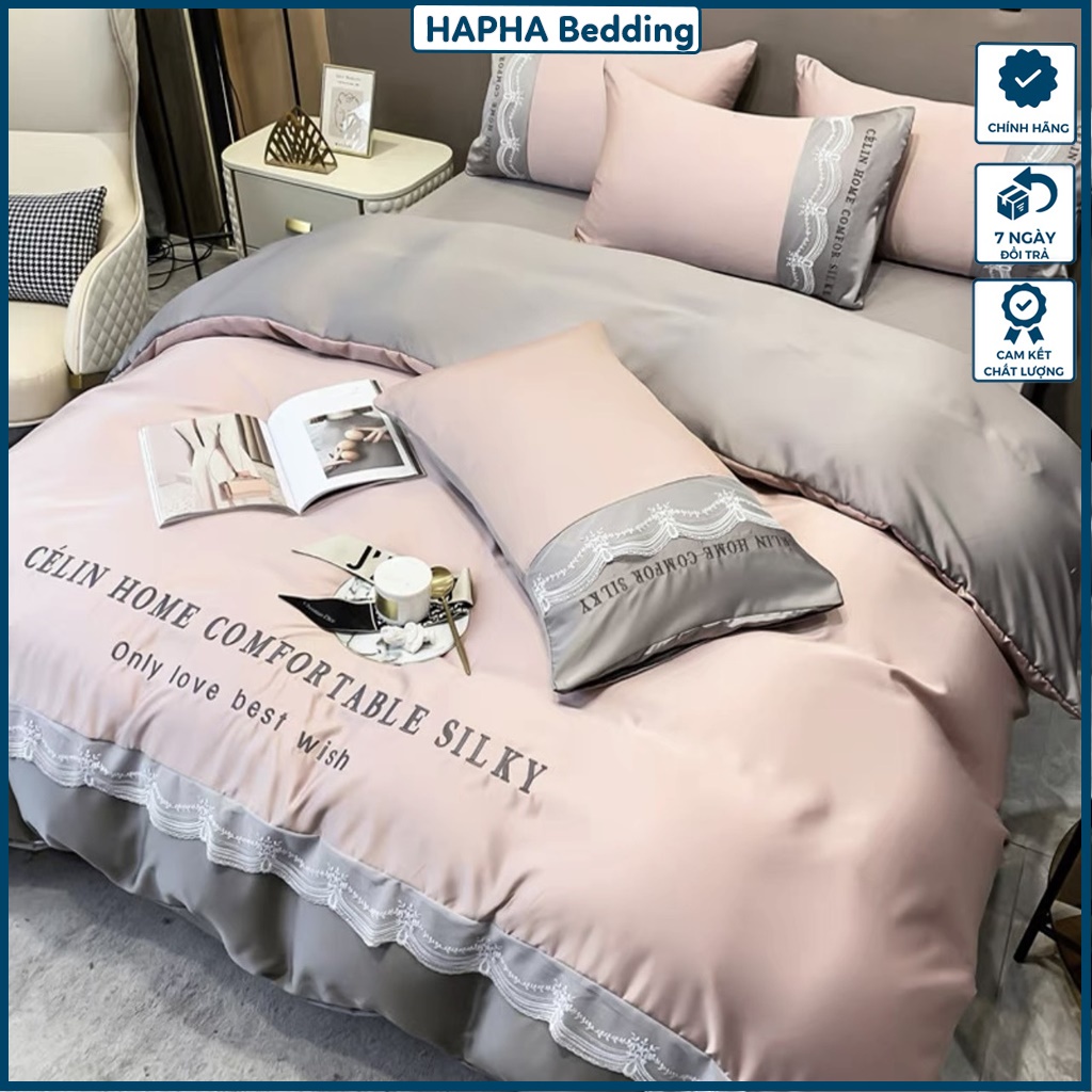 Bộ chăn ga gối lụa Celin, bộ ga đệm trải giường lụa cao cấp 4 món phủ / chun, 1m4 1m6 1m8 2m 2m2 1m6x2m 1m8x2m 2mx2m2
