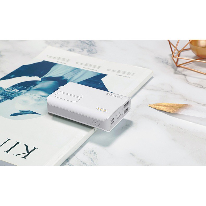 Pin sạc dự phòng Romoss Sense 4s mini 10000mAh - Nhỏ gọn tiện dụng (Trắng) - Hãng phân phối chính thức