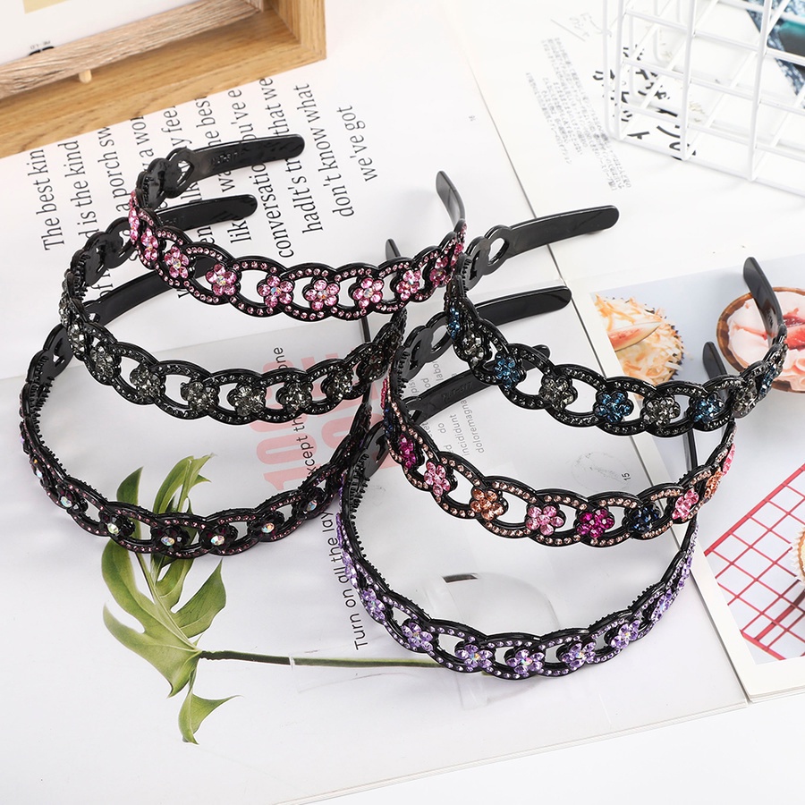 Băng Đô Nhựa Đính Đá Pha Lê Phong Cách Retro Hàn Quốc Cho Nữ