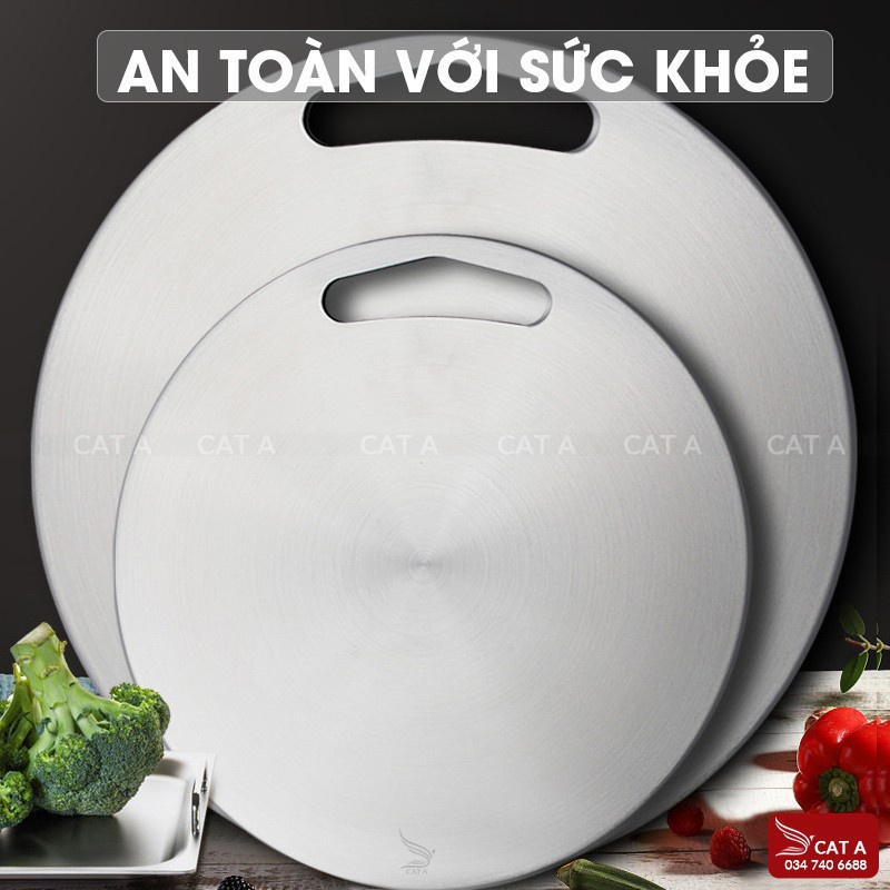 Thớt Inox 304 tròn kháng khuẩn cao cấp không tạo vết xước dăm - Thớt inox cao cấp bảo vệ sức khoẻ gia đình bạn