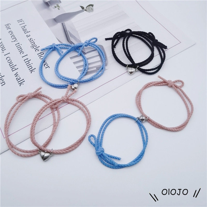 2021 Vòng tay nam châm cao su đơn giản mới Vòng đeo tay từ sinh viên Bạn gái Dây đeo tay Net Màu đỏ Bạn gái Cặp đôi Vòng tay-OLO