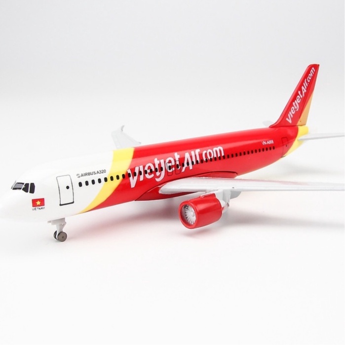 MÔ HÌNH MÁY BAY VIETJET CHUẨN ĐẸP LOẠI 1 CÓ BÁNH DÀI 20CM