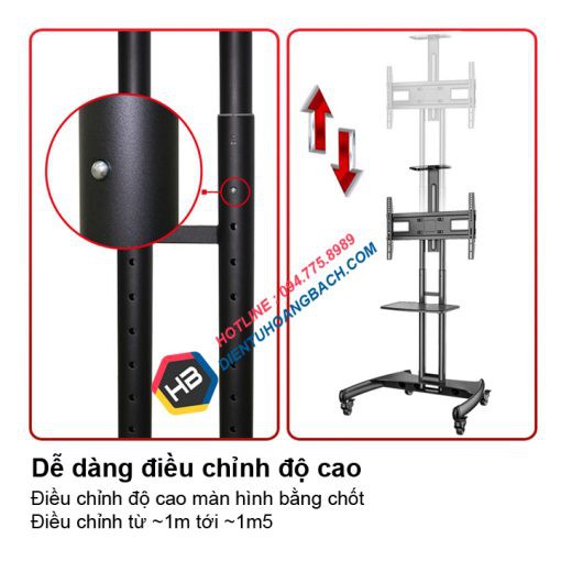 [Chính Hãng]Giá treo tivi di động nhập khẩu NB AVA1500 - 60 - 1P 32 - 65 inch