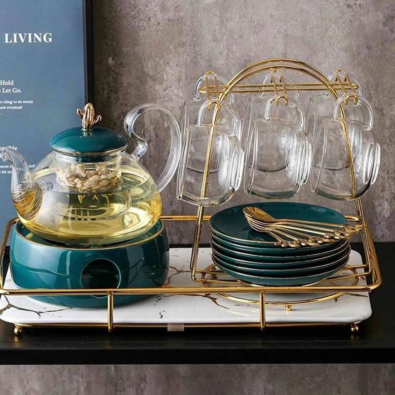 Giá Đỡ Cốc Cà Phê 6 Ngăn Bằng Kim Loại Màu Vàng Kim Phong Cách Bắc Âu Tiện Dụng Cho Nhà Bếp