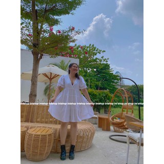 ĐẦM XÒE 3 TẦNG CỔ V [ TNT Shop Bigsize 60kg - 90kg ] Ảnh thật 100%