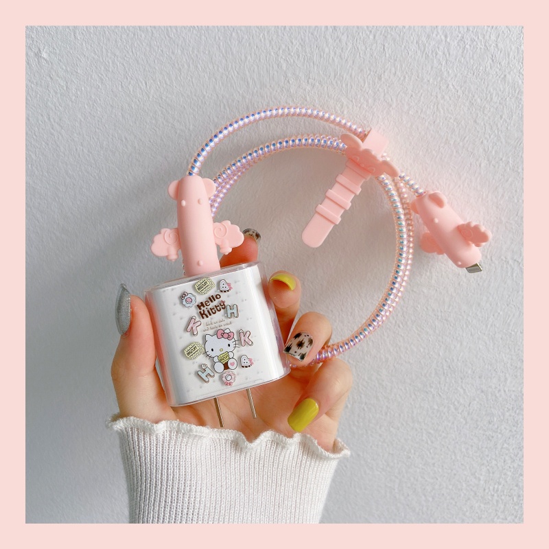 Vỏ bảo vệ dây cáp sạc nhanh USB Sanrio hình trái cây dễ thương cho IPHONE 18W 20W