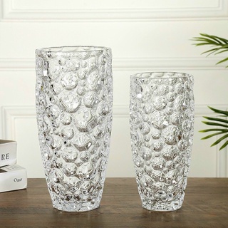 Lọ hoa thủy tinh chấm bi trắng delisoga 25cm/30cm