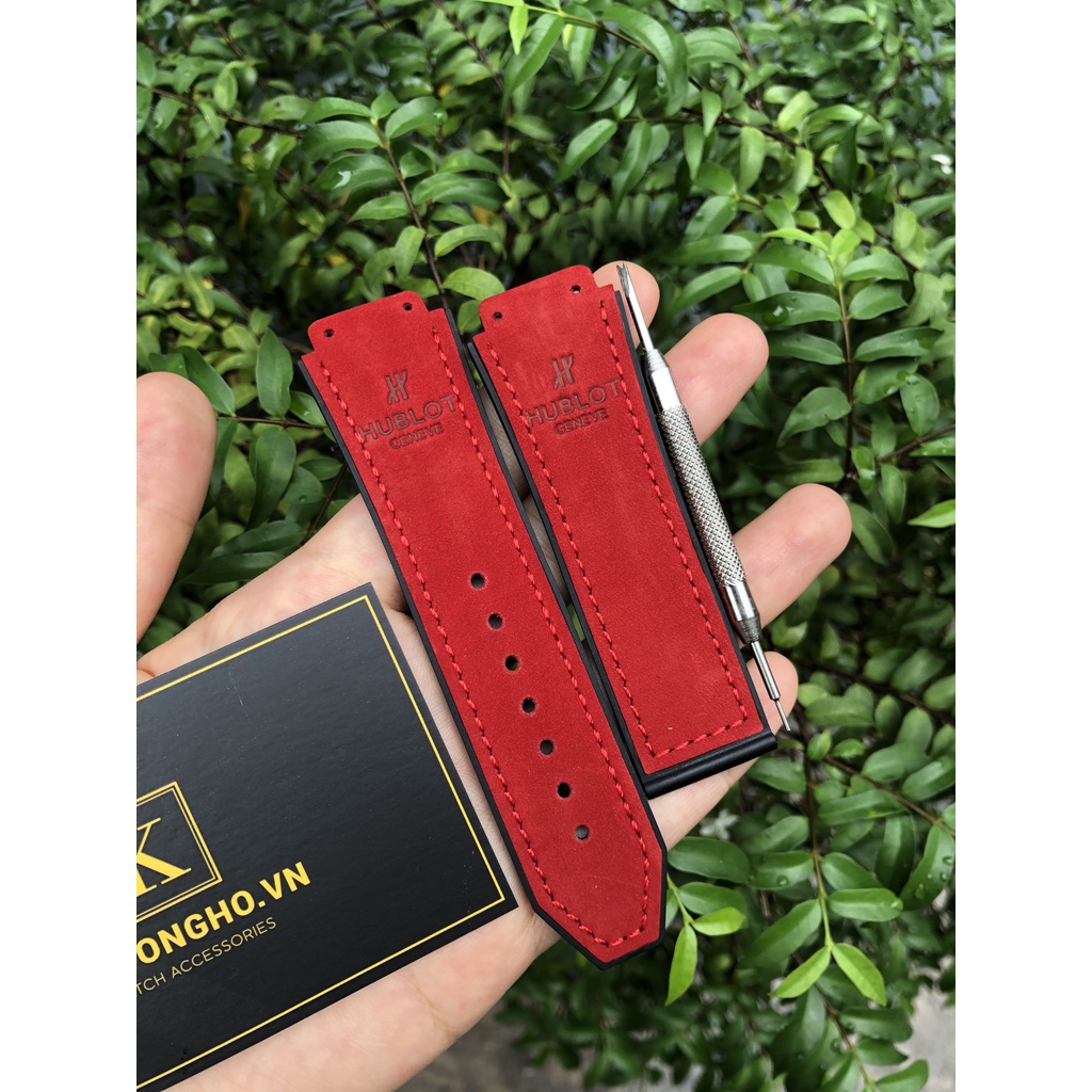 GIÁ HỦY DIỆT Dây đồng hồ HUBLOT nam lót da lộn đỏ case 42 size dây 19 - 25 - 22