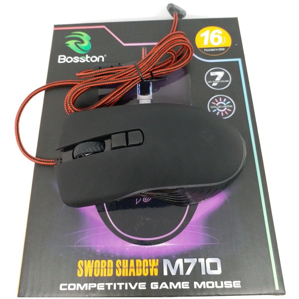 Chuột chuyên game 7D cao cấp Bosston M710 DPI 3200 - Led RGB cực đẹp (Đen)