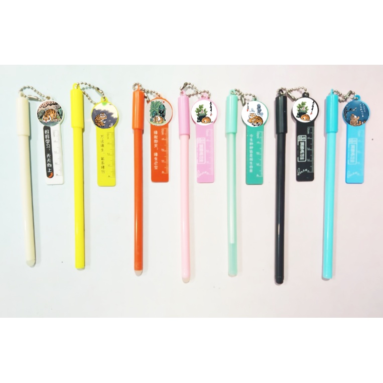 Bút hổ mập kèm dây móc mica BMCI46 viết cute dễ thương hoạt hình chonky tiger