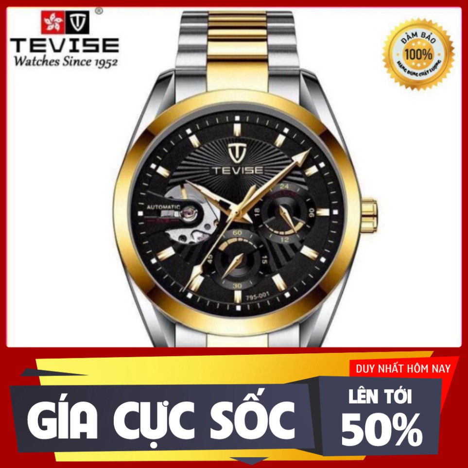 ĐỒNG HỒ AUTOMATIC TEVISE CHÍNH HÃNG NAM DÂY INOX NGUYÊN KHỐI CAO CẤP (TẶNG KỀM HỘP) [ Đồng Hồ Nam