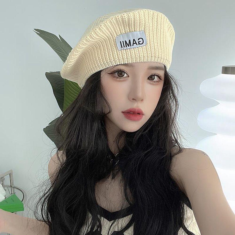 JARRED Mũ Beret Dệt Kim In Chữ Đơn Giản Thời Trang Thu Đông Cho Nữ