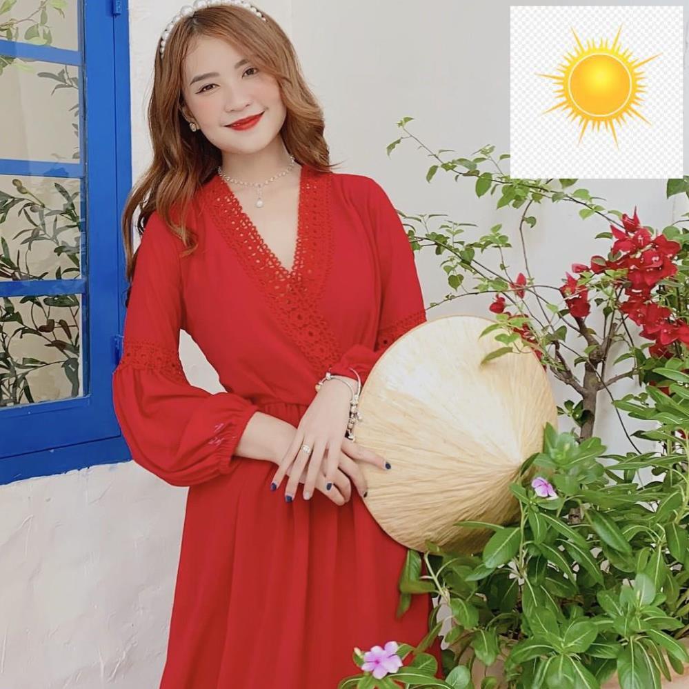 Đầm Maxi tay dài, viền ren, đầm đi biển, chụp hình cưới, kỷ yếu là xuất sắc VINTAGE STORE