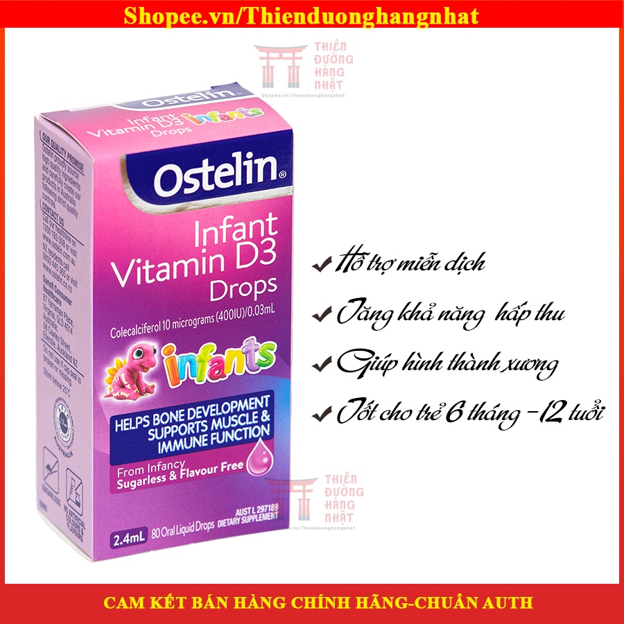  Ostelin Vitamin D3 Drops Úc dạng nhỏ giọt 2.4ml cho bé [Date 07/2022]